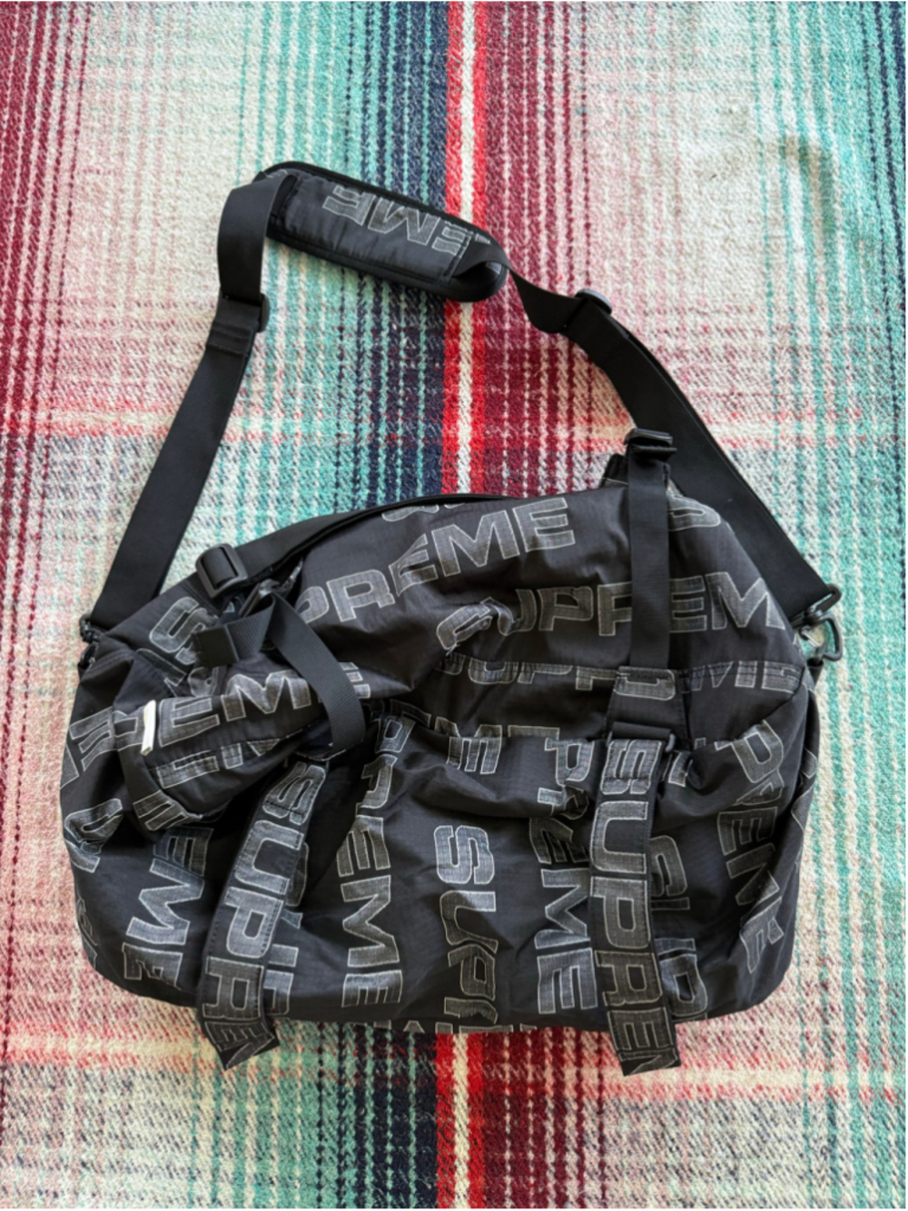 Supreme Black Reflective Duffle Bag